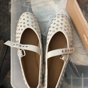 Madewell White Studded Mary Jane Flats